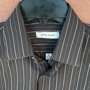 Pierre Cardin Black‎ gray pinstripe button Down shirt